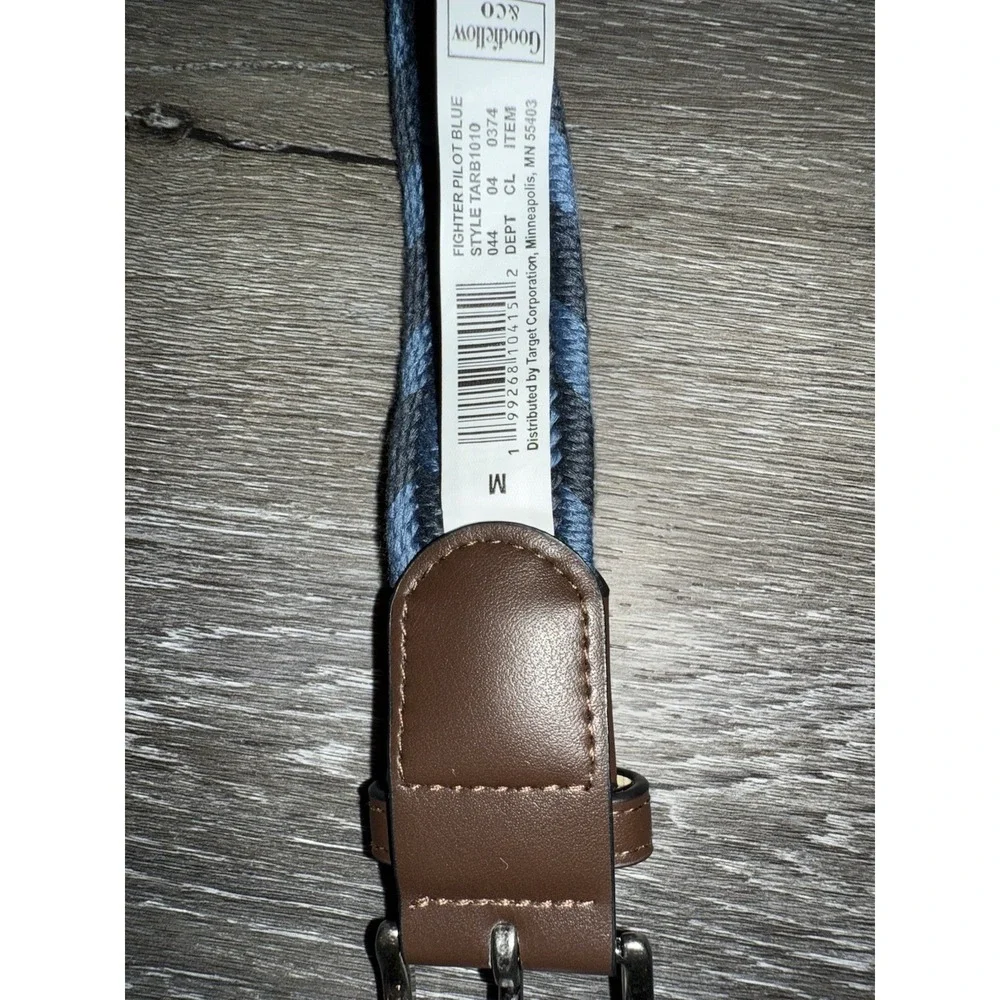 Goodfellow & Co Mens Braided Fabric Belt Med 32-34 Two Tone Blue Brown/silver